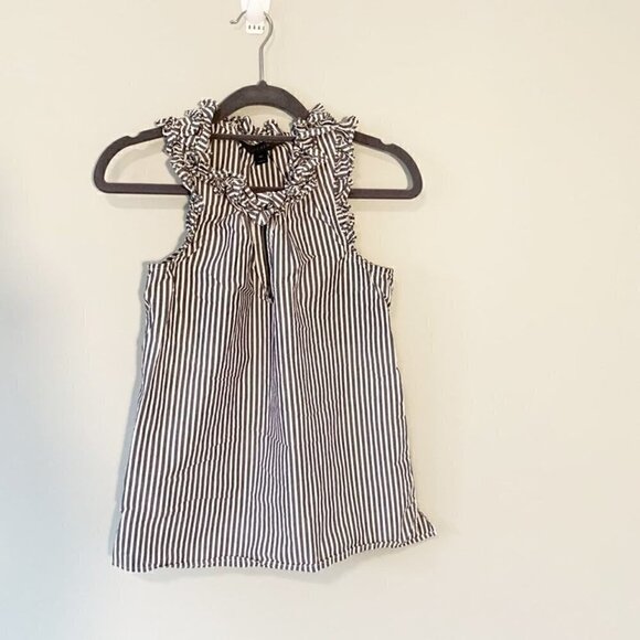 J. Crew Tops - 5/$25 J. Crew striped ruffle structured sleeveless top‎ blouse - Size 00